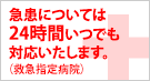 急患については24時間いつでも診察いたします。（救急指定病院）